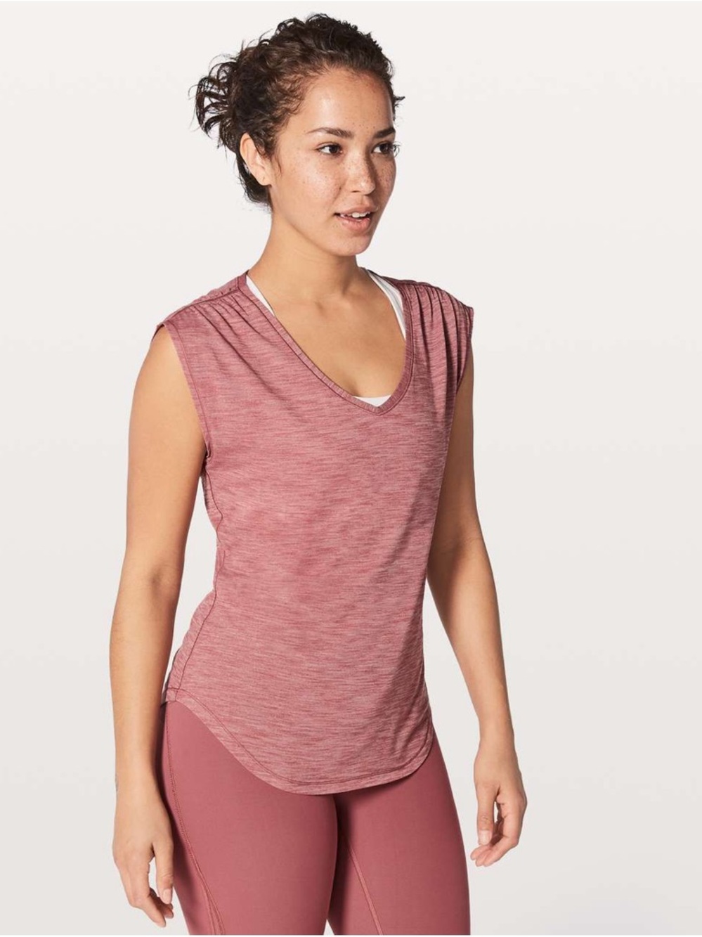 Lululemon Sweat Times Short Sleeve T-Shirt Size 12 Heathered Auburn